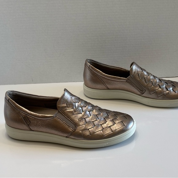 Ecco Soft 7 Woven Sneaker Women's 9 Rose Gold Stretch Slip On Comfort Loafers - Picture 13 of 14